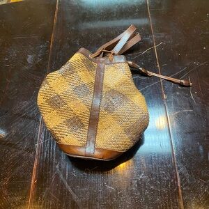 VINTAGE Brown Woven & Leather Bag